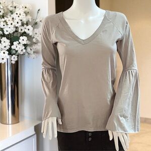 CHASER Top V-neckline, bell sleeves, Green/Gray Multi Sizes Available